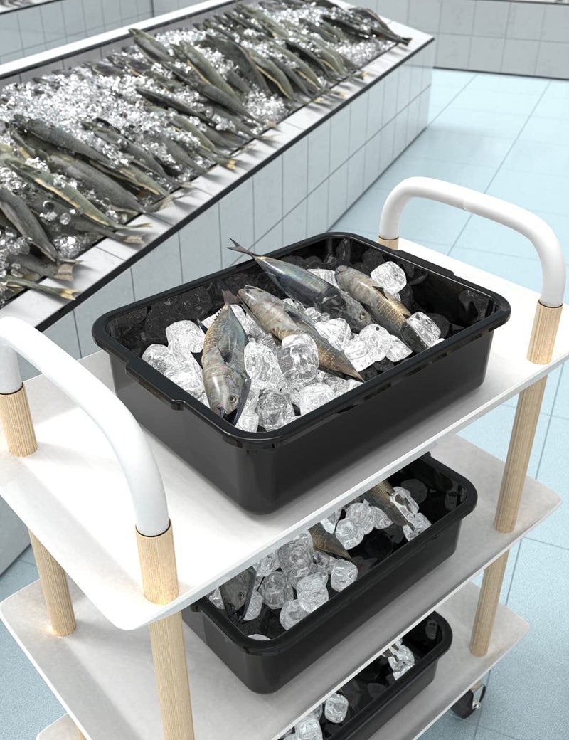 WYT 5-Pack Commercial Bus Tubs Box/Tote Box, Black Plastic Storage with Handles, Wash Basin Tub 8 Liter - Image 4